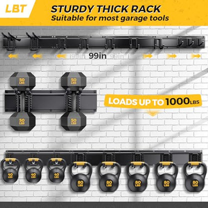 LBT 99" Garage Tool Organizer Wall Mount - 1000lbs Garden Tool Organizer - size: 99inch