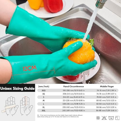 Vgo... Latex Reusable Household Gloves,Cleaning Gloves,Long Cuff (HH4601,M) - color: Green, size: Medium