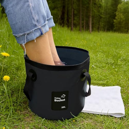 5 Gallon Collapsible Bucket with Handle for Car Washing (Black) - color: Black
