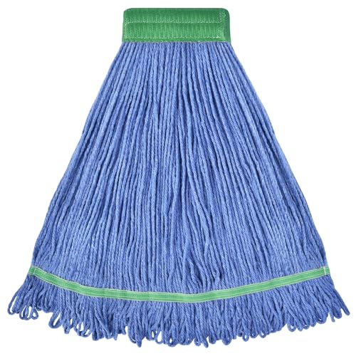 Onesimus 28 oz Heavy Duty Mop Head Replacement, 5 Inch Headband for Quick Change Handle, Blue Loop-End Cotton Blend String Wet Dry Floor Mop Refill Commercial Cleaning Supplies, 1 Pack X-Large - size: 1 Pack (X-Large)