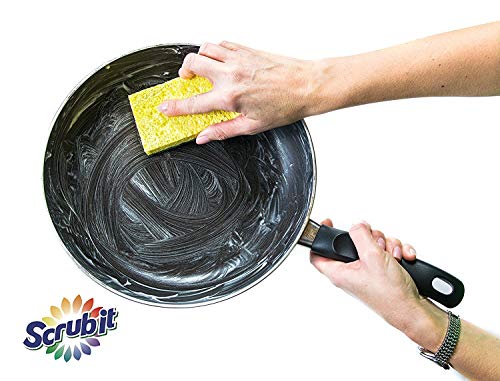 SCRUBIT Heavy Duty Scrub Sponges - Dishwashing Sponge Along with A Tough Scouring Pad - Ideal for Cleaning Kitchen, Dishes, Bathroom - Yellow - 24 Dish sponges (Pack of 2) - size: 24 Count (Pack of 2)