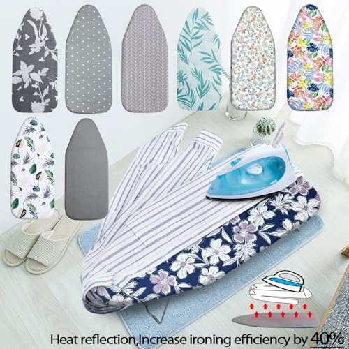 Small Ironing Board Cover Scorch Resistant, Table top Ironing Cover with Padding Heat Reflective Heavy Duty Pad(White Purple Flower, 12.5"x32") - color: White Purple Flower