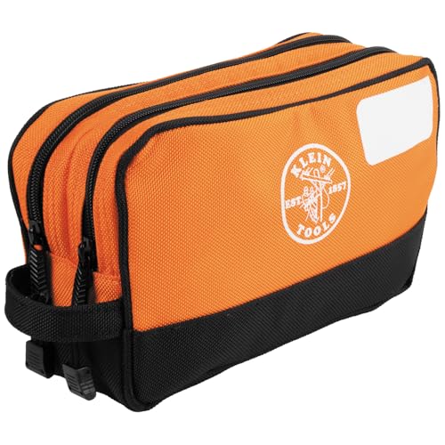 KLEIN TOOLS Tool Pouch, Dual Compartments, Heavy-Duty Tool Bag Organizer, Multipurpose Bag - size: 10" x 6"