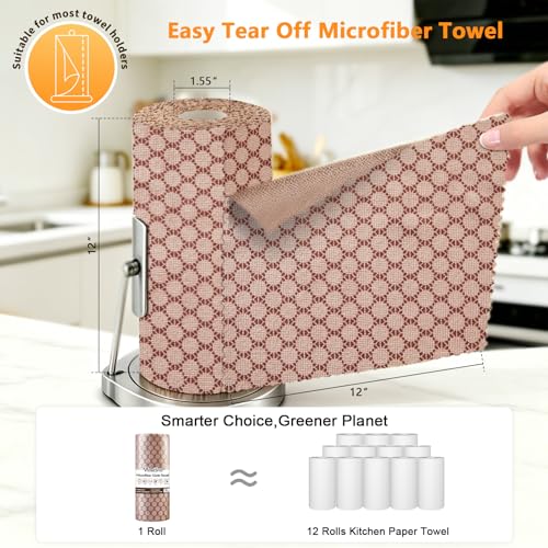 Viraelive Microfiber Cleaning Cloth Roll, 50 Pack, Brown Dot, 12"x12" - color: Brone Dots