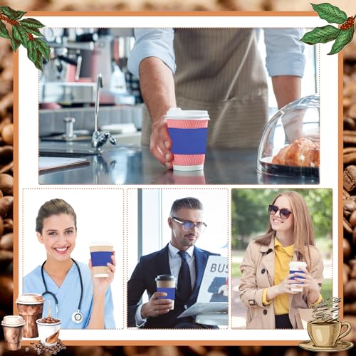 Disposable Coffee Cup Sleeves Corrugated Kraft Paper Coffee Cup Sleeves Holder Protective Insulated Heat Espresso ForHot Drinks 8-24oz (Royal Blue, 500 Pcs) - color: Royal Blue, size: 500 Pcs