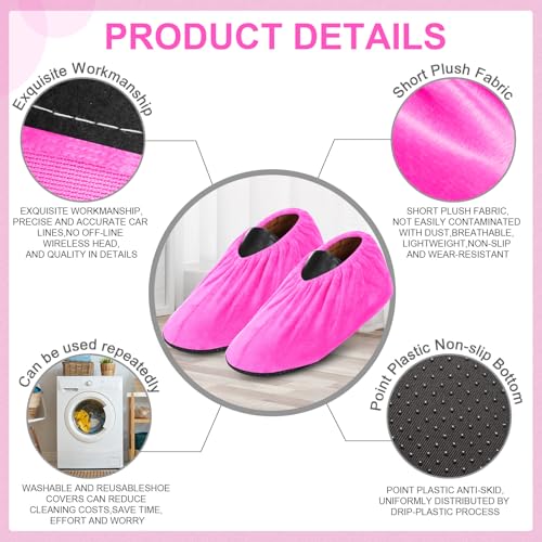 JaGely 11 Pair 11 Pair Reusable Cloth Shoe Covers for Indoors, Pink - color: Pink