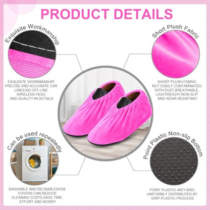 JaGely 11 Pair 11 Pair Reusable Cloth Shoe Covers for Indoors, Pink - color: Pink
