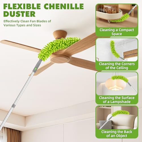 Ceiling Fan Cleaner Duster with 6 Ft/77'' Extendable Handle