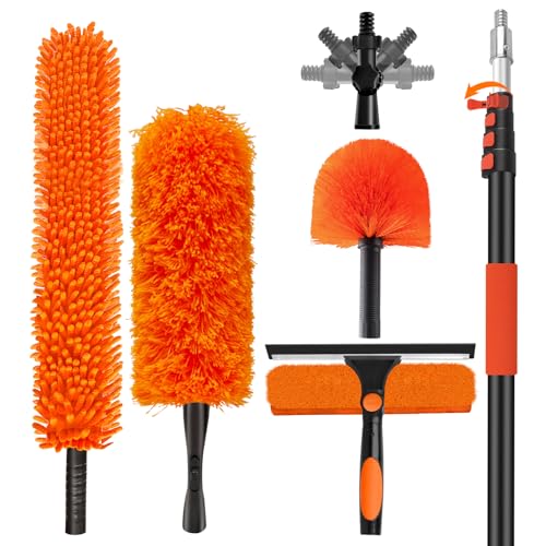 20FT High Reach Duster with Extension Pole 3-12FT, 4-in-1 Cleaning Kit - size: 12FT Pole