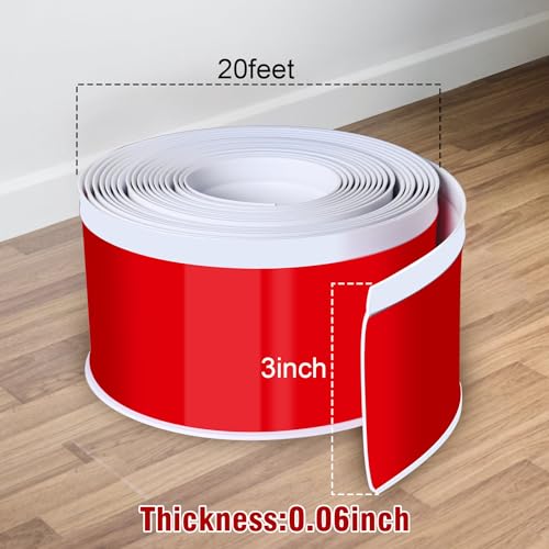 Vinyl Baseboard Molding Trim 3 Inch x 20 Feet Peel and Stick Baseboard Trim Flexible PVC Cove Base Moulding Self-Adhesive Trim for Garage Bathroom Cabinet Floor Walls, White - color: White, size: 3Inch x 20Ft