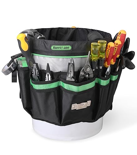 HURRICANE Bucket Tool Organizer, 5 Gallon bucket tool bag organizer, Garden Bucket Tool Organizer Caddy, Waterproof Bucket organizer for most 5 Gallon Bucket, 52 Pockets - size: 5 gallons