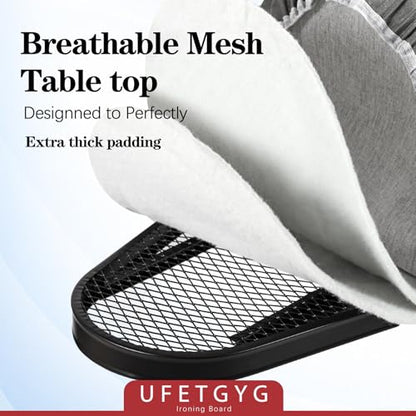 UFETGYG Ironing Board,13" X 43" W/with Iron Rest | Full Metal Construction| Height Adjustable | Heat & Scorch Resistant Fabric | Heavy Duty| Easy to Fold | Anti-Skid Feet |Grey - color: Gray