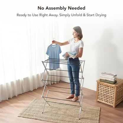 Displays By Jack Portable Collapsible Clothing Dryer Rack, Foldable Drying Rack for Clothes, Lingerie, Towels, Linens, Laundry Home Apartment Must Haves, Metal Chrome Finish