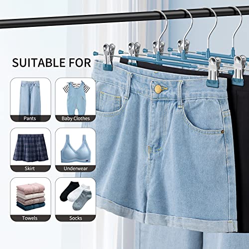 12 Inch Heavy Duty Pants Skirt Hangers with Clips, Blue, 20 Pack - color: Blue 20pack, size: 12Inch
