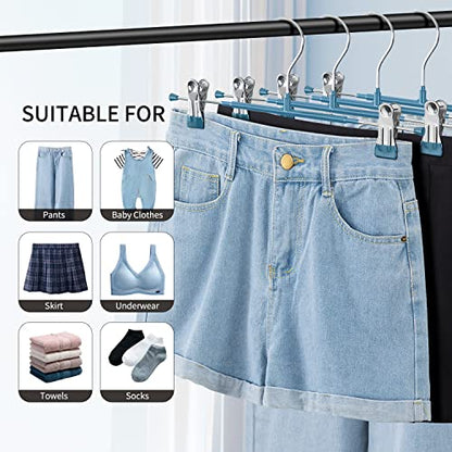 12 Inch Heavy Duty Pants Skirt Hangers with Clips, Blue, 20 Pack - color: Blue 20pack, size: 12Inch