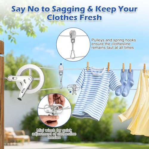 Clothesline Pulley Kit with Aluminum Pulley& 150ft 3/16" PVC Cable - size: 150FT Silvery