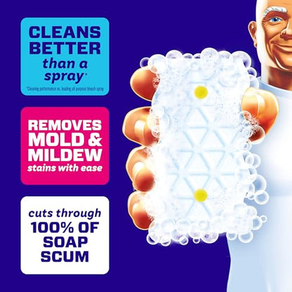 Mr. Clean Magic Eraser Sponge, Bathroom Cleaner, Shower Cleaner, Tub Cleaner, Soap Scum Remover, Bathroom Cleaning Supplies, Dawn Cleaning Power with Lemon Scent, 2 in 1 Bath, 5ct (Pack of 4) - size: 5 Count (Pack of 4), style: Original Version