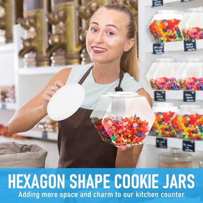 Uiifan Plastic Candy Jar with Lid Clear Hexagonal Fish Bowls,210 Oz - size: 210 oz