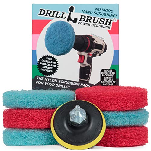 Bathroom Accessories - Cleaning Supplies - Bath Mat - Shower Door Cleaner - color: 3x Red Pads 3x Light Blue Pads