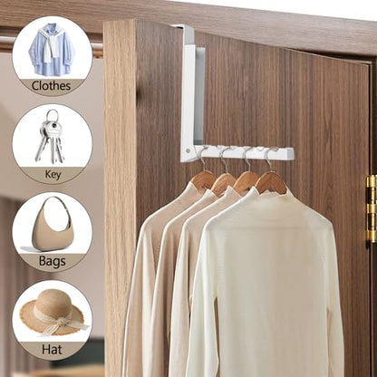 Uenhoy Foldable Over The Door Hanger Hooks for Clothes, Coat Hanger, White
