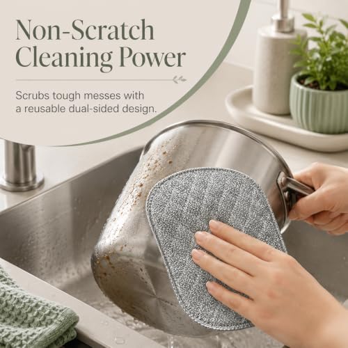 15 Pcs Multipurpose Wire Dishwashing Rags, Non-Scratch Reusable Cleaning Cloths with Double Layer Metal Scrubbing Surface for Kitchen Pots Pans Sinks, Heavy-Duty Cleaning Supplies