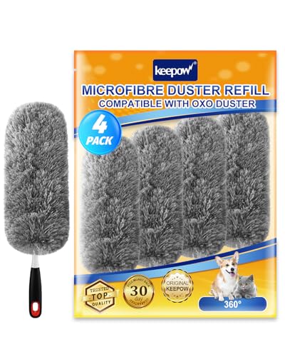 KEEPOW 4 Pack Upgraded Duster Refills Compatible with OXO Extendable Duster - color: Grey-4 Pack
