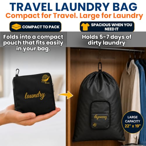 Travel Laundry Detergent Sheets Gift Set – Complete Travel Laundry Kit with Pocket Size Soap Sheets, Clothesline, Sink Stopper, Laundry Bag & Storage Pouch – Hotels, Cruises & Travel - style: Travel Laundry Kit 6-piece Gift Set