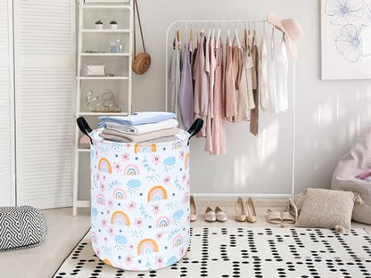 Round Laundry Hamper Storage Basket Bins Clothes Nursery Hamper for Home, Gift Storage Bins with Handles - color: 25112801