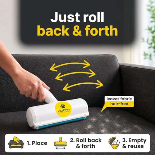 Pet Hair Remover, Reusable Self-Cleaning Lint Roller for Dog & Cat Hair, Fur Remover for Furniture, Couch, Carpet, Clothes, Bedding & Car, No Adhesive, No Refills, Multi-Surface