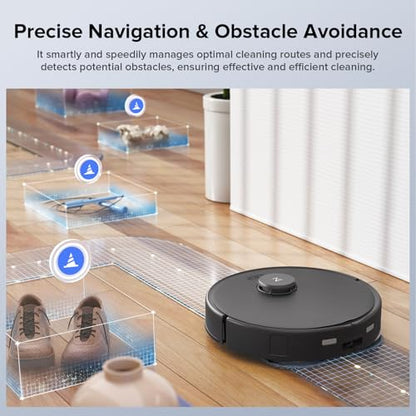 Roborock Qrevo Edge S5A Robot Vacuum and Mop, 18,500Pa, Zero-Tangling, DuoDivide Main Brush, FlexiArm Side Brush, Hot Water Mop Washing & Self-Cleaning, Warm Air Drying, Self-Emptying, Black - color: Black
