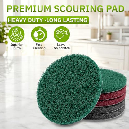 5 Inch Hook and Loop Scuff Discs, 10Pcs 320-400 Grit Scouring Pads - color: Red 10pcs