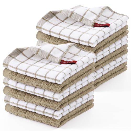 Homaxy Premium Cotton Kitchen Dish Cloths 12"x 12", 12 Pack, Tan - color: Tan, size: 12" X 12" - 12 Pack