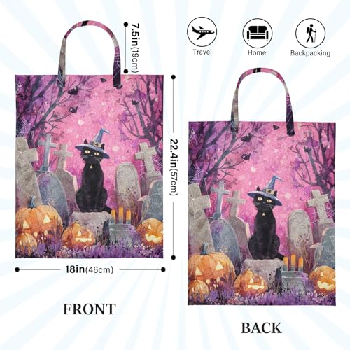 Travel Laundry Bags 2 PC Wet Dry Bag with Handle Dirty Clothes Organizer for Swimsuits Beach Camping Waterproof Washable Halloween Cat Tombstone Purple - color: Halloween Cat Tombstone Purple