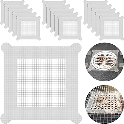 Chengu 50 Pcs 5.7 Inch Disposable Hair Catcher Shower Drain Stickers Square Mesh Shower Drain Catcher Cover Stickers Bathtub Stopper Decals with 5 mm Holes for Bathroom Kitchen Sink Filter Accessories