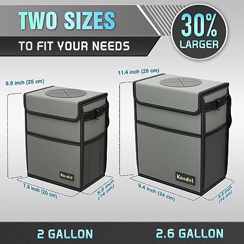 K KNODEL Car Trash Can with Lid, Car Garbage, Bin and Bag (Large, Gray) - color: Gray, size: Large