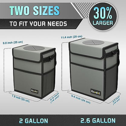 K KNODEL Car Trash Can with Lid, Car Garbage, Bin and Bag (Large, Gray) - color: Gray, size: Large