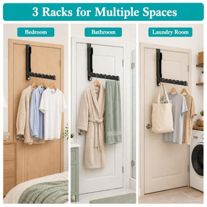 3 Pack Foldable Over Door Hanger Racks with 11 Hanging Slots