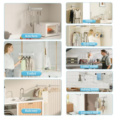 Alise Clothes Drying Racks Wall Mounted Coat Hangers,White,2 Pcs - color: White, size: (2 Pack)1008 8-Holes