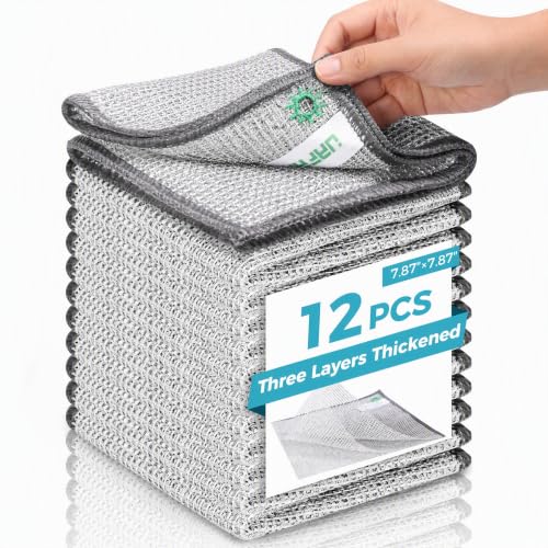 12pcs Upgrade 3-Layer Non-Scratch Steel Wool Dish Rags for Washing Dishes - color: 12pcs[three-layer]