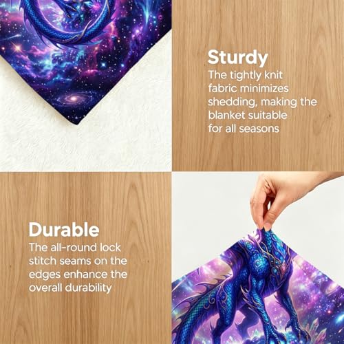 Cosmic Galaxy Dragon Blanket, Soft Flannel Fleece Throw 50" x 60" - color: Cosmic Galaxy Dragon, size: 50"x60"