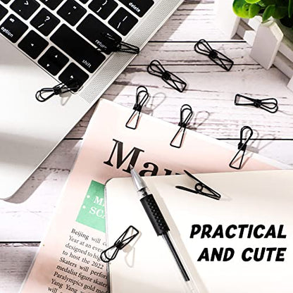 Sabary 100 Pcs Paper Clip Metal Wire Clothespin,Small,Black - color: Black, size: Single Size (Small)