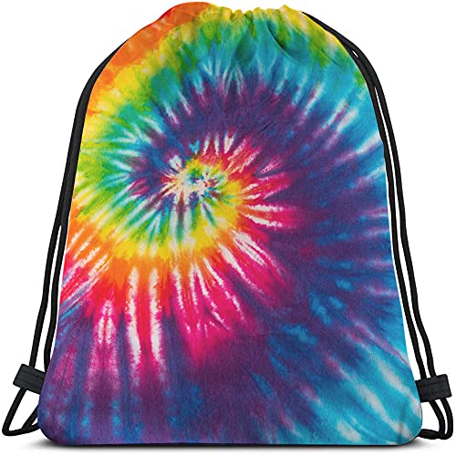 Tie Dye Drawstring Bags Backpack Bag Colorful Psychedelic Rainbow Colorful Abstract Pattern Art Design Sport Gym Sack Drawstring Bag String Bag Yoga Bag for Men Women - color: Multi-a154