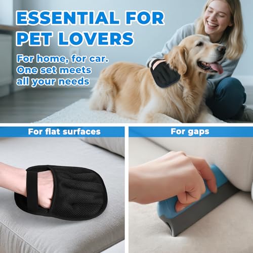 GRENTY 2 PCS Pet Hair Removal Glove for Dogs & Cats, Upgraded Five-Finger Electrostatic Pet Hair Remover, Pet Hair Removal Tool for Clothing, Carpets, Sofa Gaps, and Car Seat - color: 2PCS-Black