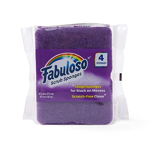 Fabuloso Scratch-Free Kitchen Dish Sponges Purple Cellulose Scrubber Sponge with Scouring Pad Dishes Pots Pans Counters and Sinks Tough on Messes 4.25 x 2.75 x 1.25 IN 4 Count 2 Pack Extended Supply - color: Purple, size: 4 Count (Pack of 2)