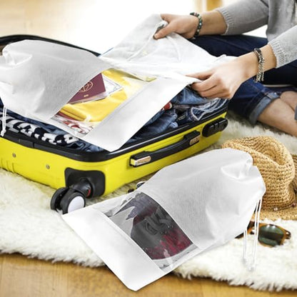 12 Pack Shoe Bags for Travel, Large Travel Shoe Bag for Packing with Window - color: White