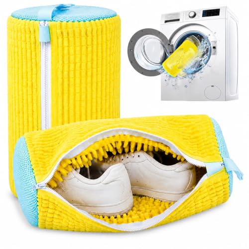 Reusable Shoe Washing Bag, 2-Pack Chenille Laundry Bag for Washer & Dryer. - color: A-2Pcs-Yellow