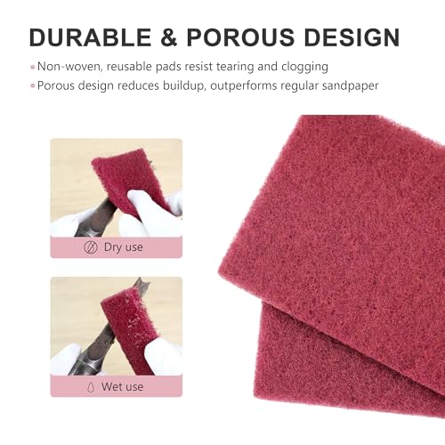6" x 9" Scuff Pad Maroon 16 Pack - Scuffing, Scouring, Sanding, Paint Primer Prep Adhesion Scratch - Surface Preparation Automotive Car Auto Body Woodworking 7447 - color: Maroon, size: 16 pcs (6" x 9")