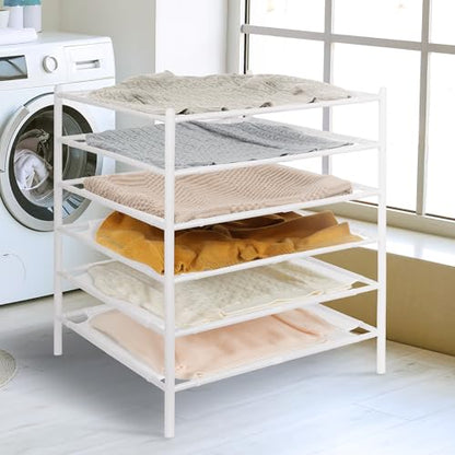 STO STO Sweater Drying Rack, 6-Pack Stackable Mesh Clothes Drying Rack, Laundry Drying Rack for Sweaters, Socks, Toys, White - style: 6 Pack