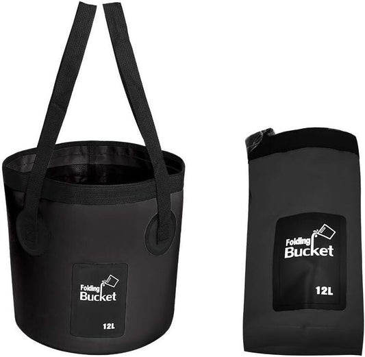 Collapsible Bucket with Handle, Multifunctional Foldable Water Container for Camping, Hiking, Traveling, Fishing, Washing, Gardening, Waterproof, Durable, Lightweight, Black - color: Sfvblack