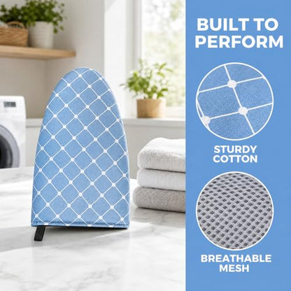 Ironing Board,Garment Steamer Ironing Gloves, Portable Clothing Steam Engine Gloves, Travel Handheld Ironing Board Accessories with Finger Loop for Steaming Clothes,Blue